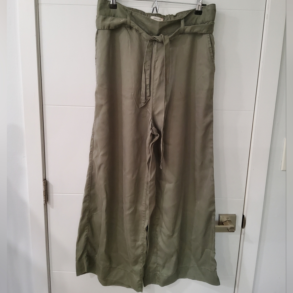 Joie Vintage Look Olive Green Super Wide-Leg Pants Size XL